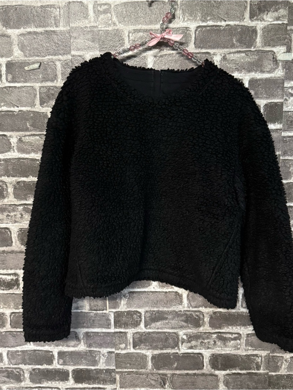 Lululemon Wool Whenever Crew sweater Sherpa fleece Black